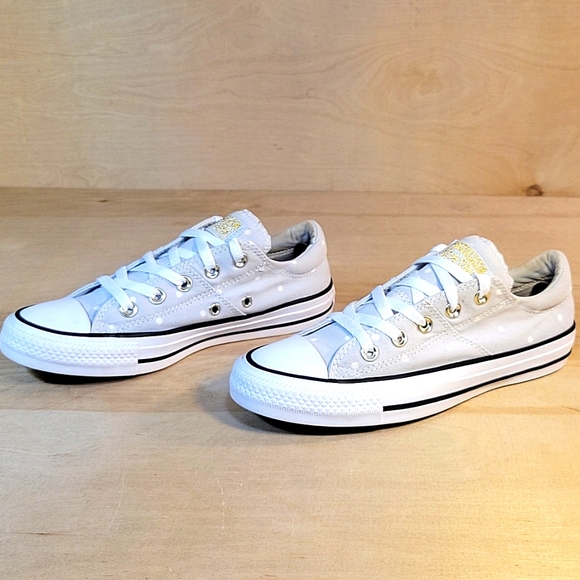 Converse All Star White and Gold Sneakers Canvas Low-Top Sneakers - Picture 4 of 10